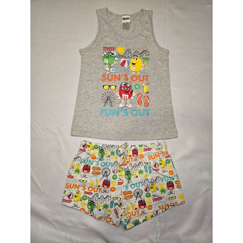 M&M's Womens Pajama Set Tank Top and Shorts Summer Beach Fun‎ Outfit Size S